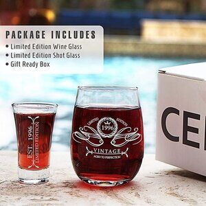 1996 WINE GLASS MATCHING SHOT GLASS PARIS PRODUCTS LIMITED EDITION